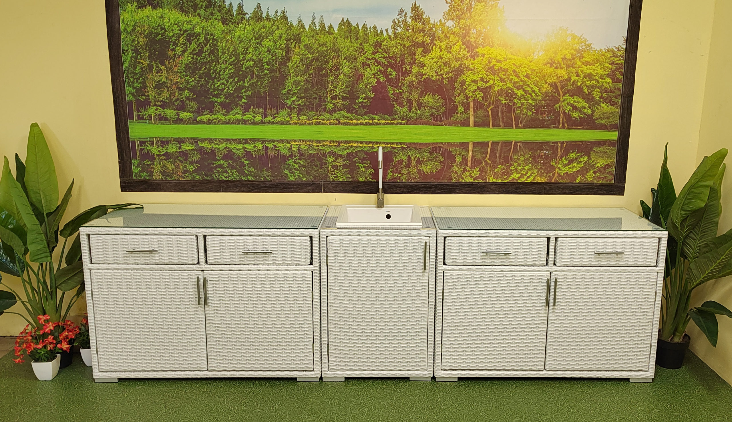 Concerto white Кухня из искусственного ротанга