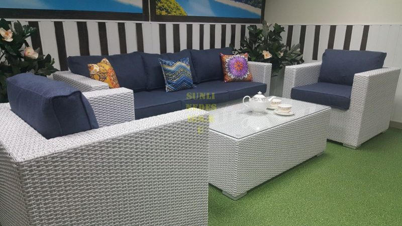 "Eldorado" lounge classica 3 Диванная группа мебели из искусственного ротанга, стол box, белый + синий — изображение 3
