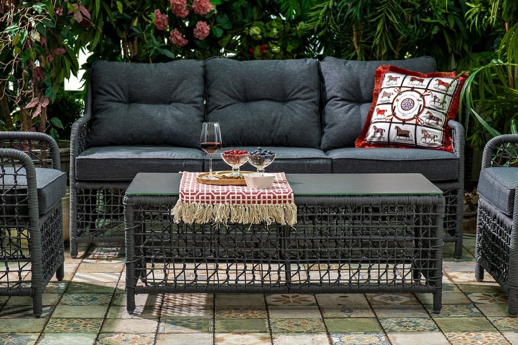 "Lucca" lounge Плетеная мебель обеденная группа, роуп, графит — изображение 2
