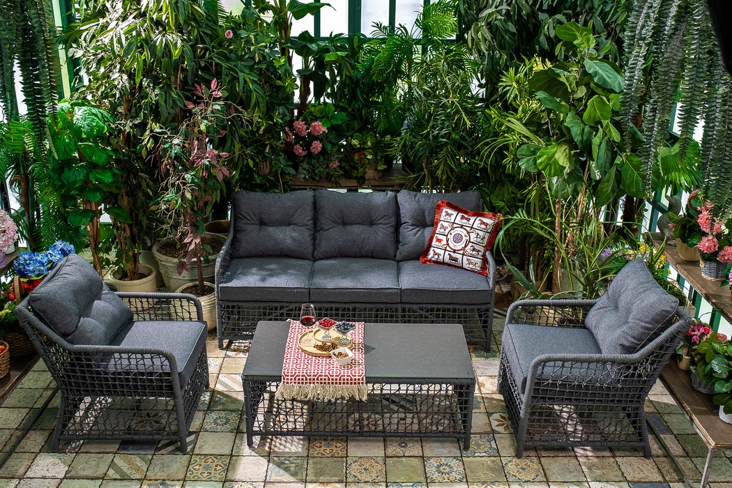 "Lucca" lounge Плетеная мебель обеденная группа, роуп, графит