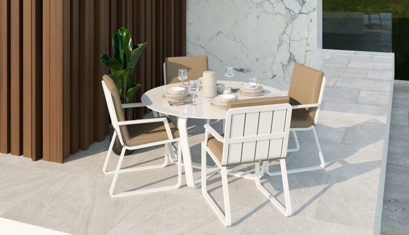 "Primavera" model 2 Мебель из алюминия обеденная, white/beige — изображение 3