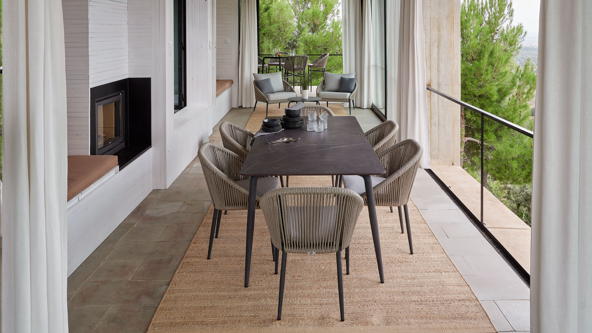 Уличная мебель «Rodona» dining _ Skyline Design, обеденная группа set 220 + 6